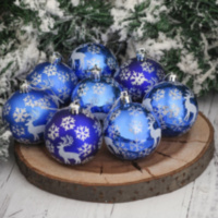 Набор новогодних елочных шаров "Северный олень", синий