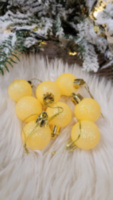 Набор новогодних елочных шаров с глиттером, Желтые