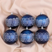 РАСПРОДАЖА! Набор новогодних елочных шаров "Волшебное кружево" синий