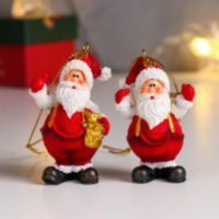 Елочная подвеска "Дед Мороз в красном комбинезоне и белом свитере" МИКС