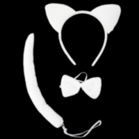 Карнавальный набор "Кот", Белый (ободок, бабочка, хвост)
