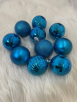 Набор новогодних елочных шаров 4 дизайна, голубой