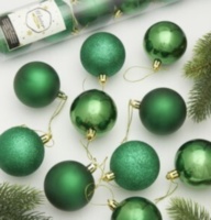Набор новогодних елочных шаров 3 дизайна Зеленый(матовый, глянец и блестящий)