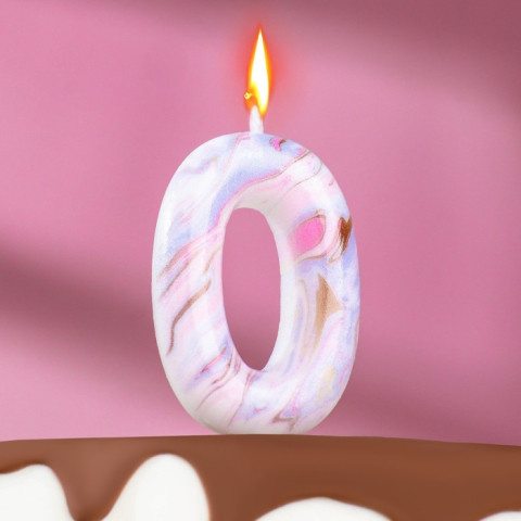 Свеча-цифра в торт "Белый мрамор"