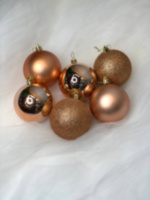 Набор новогодних елочных шаров 3 дизайна Розовое золото(матовый, глянец и блестящий)