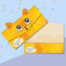 Конверт для денег формовой «Котик», желтый